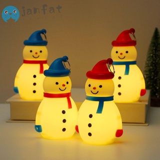 Janfat โคมไฟ LED รูปสโนว์แมน คริสต์มาส เรืองแสง สีแดง พลาสติก สําหรับเด็ก