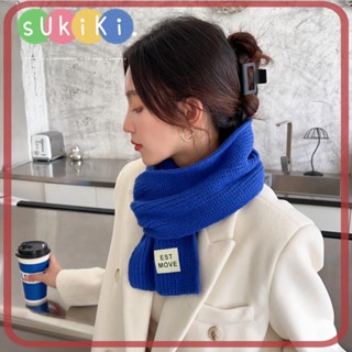 Sukiki ผ้าพันคอ ผ้าวูลนิ่ม หนา แฮนด์เมด ให้ความอบอุ่น สีพื้น สําหรับฤดูหนาว