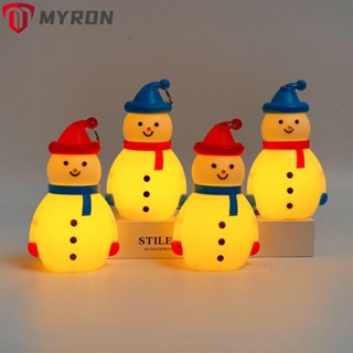 Myron โคมไฟ LED พลาสติก ลายการ์ตูนสโนว์แมน เรืองแสง สีฟ้า สีแดง สําหรับตกแต่งปาร์ตี้คริสต์มาส