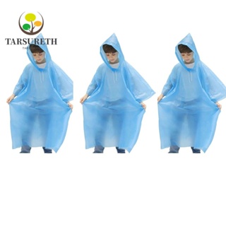 Tarsureth เสื้อกันฝน PEVA กันน้ํา สีฟ้า สําหรับเด็ก 3 ชิ้น