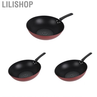 Lilishop Frying Pan Flat Bottom Cooking Wok Cast Iron Kitchen Ware with Handle for Soup Stew