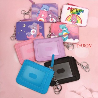 Daron กระเป๋าใส่บัตรเครดิต หนัง PU ลายการ์ตูนสัตว์ สีรุ้ง แบบพกพา พร้อมพวงกุญแจ สําหรับผู้หญิง นักเรียน