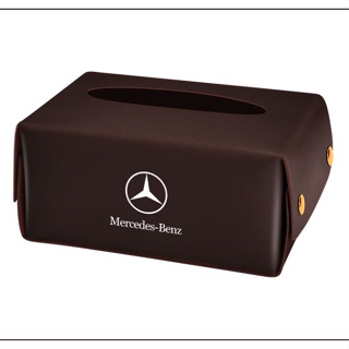 BENZ LOGO Tissue Box A180 A200 A220 B180 B200 B260 CLA200 CLA260 G350 G500 S400 S450 S500 E260 E300 GL450 GLE350E GLS450 GLE450 Car Seat Rear Hanging Leather Material Drawer Box Sunshade Storage Box