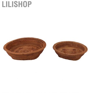 Lilishop 2 PCS Round Rattan  Unique Texture Hand Woven Process Natural