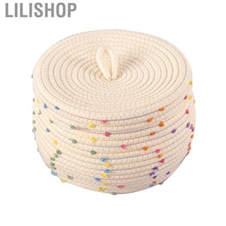 Lilishop Woven Baksets  Lid Colorful Dots Wide Application Rope Baskets for Small Items