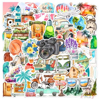 ❉ สติกเกอร์ศิลปะสีน้ํา รุ่น World Travel 03 ❉ สติกเกอร์แฟชั่น กันน้ํา DIY 50 ชิ้น/เซต