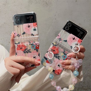 เคสโทรศัพท์มือถือ PC แข็ง กันกระแทก รอบด้าน ลายดอกไม้ สําหรับ Samsung galaxy z Flip 5 galaxy z flip4 flip3