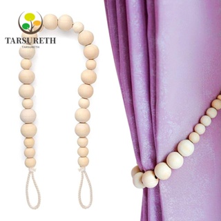 Tarsureth สายรัดผ้าม่าน ประดับลูกปัดไม้ สไตล์โบฮีเมียน อุปกรณ์เสริม สําหรับตกแต่งบ้าน