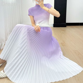 Womens Young suit summer new Sanzhai high-end gradient pleated top gentle slimming pleated skirt