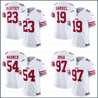 เสื้อกีฬาแขนสั้น ลายทีม SY3 NFL San Francisco 49ers McCaffrey Samuel Warner Bosa สีขาว เสื้อยืดกีฬาฟุตบอล พลัสไซซ์ YS3