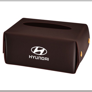 Hyundai LOGO Tissue Box PALISADE Sonata Elantra Santa Fe Tucson GENESIS Veloster Azera ix25 IX35 Car Seat Rear Hanging Leather Tissue Box Sun Visor Storage Box