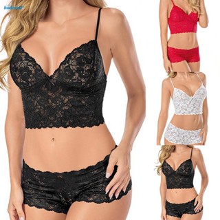 【HODRD】Women Lace Bra Set Lingerie Mesh See Though Sexy Solid Color Underwear Set【Fashion】