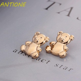 Antione กระดุม รูปหมีน่ารัก สีทอง สไตล์สร้างสรรค์ สําหรับตกแต่งเสื้อผ้า