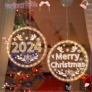 Orienttk สายไฟ LED อะคริลิค ทรงกลม ลาย Merry Christmas 2024 สําหรับของขวัญคริสต์มาส ในร่ม