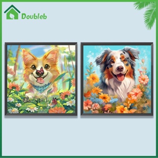 【Doub X ✮】ภาพวาดปักเพชร ทรงกลม ลายสุนัข 5D DIY สําหรับตกแต่งบ้าน ✮