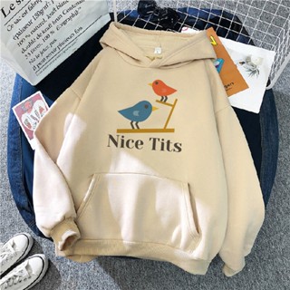 Nice Tits เสื้อฮู้ดดี้ แบบสวมหัว ลายกราฟฟิค อนิเมะ สไตล์เกาหลี สําหรับผู้หญิง