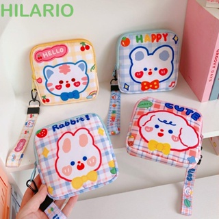 Hilario กระเป๋าใส่ผ้าอนามัย ผู้หญิง แบบพกพา การ์ตูน หูฟัง เคสเกาหลี สายรัดข้อมือ ที่ใส่บัตร ซิป กระเป๋าใส่เหรียญ