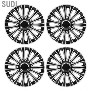 Sudi 4Pcs Hub Cover 15 Inch Black Protective Decorative Cap Replacement For Fiat 500 Wheel Hubcap