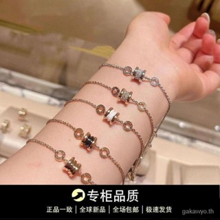 Bulgari สร้อยข้อมือเซรามิค 18k สีโรสโกลด์ ขนาดเล็ก สีดํา แฟชั่นฤดูใบไม้ผลิ สําหรับผู้ชาย