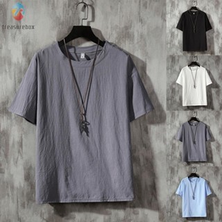 【TRSBX】เสื้อยืด แขนสั้น ระบายอากาศ ใส่สบาย สีพื้น สําหรับผู้ชาย