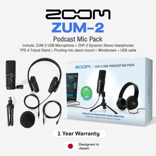 Zoom® ZUM-2 Podcast Mic Pack ไมค์ USB สำหรับงานพ็อตแคส อัดเพลง ประชุมออนไลน์ พร้อมหูฟัง + แถมฟรีขาตั้ง &amp; ฟองน้ำ &amp; สาย USB ** ประกัน 1 ปี **