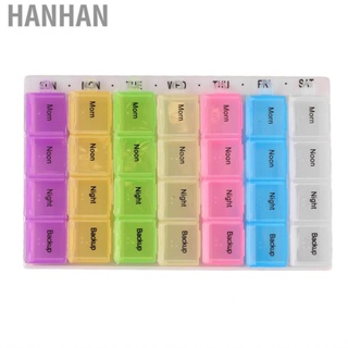Hanhan Weekly Tablet Organizer 28 Compartments Assorted Colors Removable Transparent  Box for Family Fish Oils Vitamin