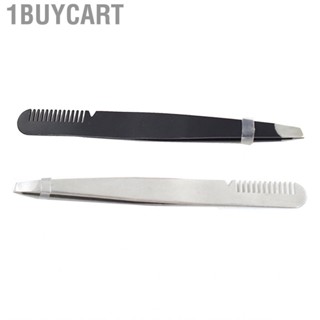 1buycart Slant Tip Eyebrow Tweezers  Stainless Steel with Comb Professional for Beautician Beauty Salon