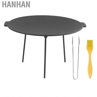 Hanhan BBQ Grill Pan Smokeless Durable Heat Resistant Cast Iron Round