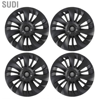 Sudi 4Pcs Hubcap Wheel Covers Matte Black Stylish Durable Wear Resistant Wheels Rim Cover for Tesla Model Y Hubcaps