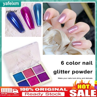 Yafeixm ผงกลิตเตอร์ 6 สี สําหรับตกแต่งเล็บ Diy