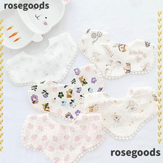 Rosegoods1 ผ้ากันเปื้อนน้ําลาย ผ้าฝ้าย พิมพ์ลายการ์ตูน กันสิ่งสกปรก สําหรับเด็กผู้ชาย และเด็กผู้หญิง 2023