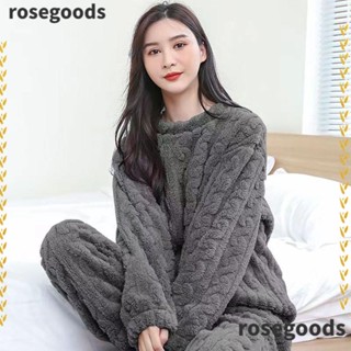 Rosegoods1 ชุดนอน ผ้าฟลีซ ผ้ากํามะหยี่ แบบหนา ให้ความอบอุ่น แฟชั่นฤดูหนาว สําหรับผู้หญิง 45-75 กก. 2023