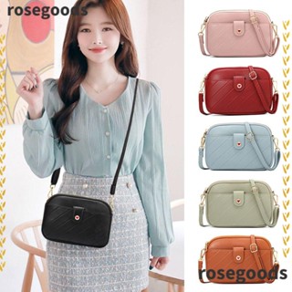 Rosegoods1 กระเป๋าสะพายไหล่ หนัง Pu ทรงสี่เหลี่ยม แต่งซิป สีพื้น สําหรับผู้หญิง