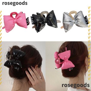 Rosegoods1 กิ๊บติดผม รูปปลาฉลาม ประดับโบว์ ขนาดใหญ่ สีชมพู แฟชั่นสําหรับผู้หญิง