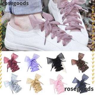 Rosegoods1 เชือกผูกรองเท้ากีฬา ผ้าไหมซาติน กว้าง 4 ซม. 110 ซม. 2 คู่