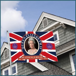 Elizabeth II ธงแพลตตินัม Jubilee Flag 2022 United Kingdom UK สําหรับครบรอบ 70 ปี