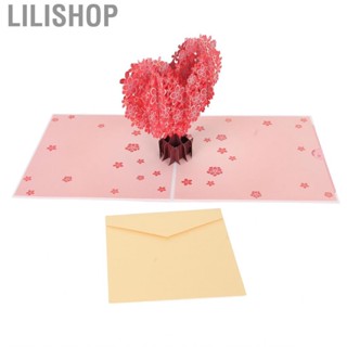 Lilishop 3D Greeting Cards  Paper Card Heart Shaped Sakura Thick for Wife Mother Day