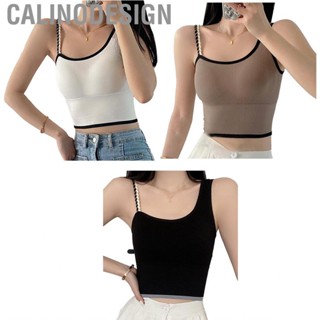 Calinodesign Short Strap Tank Top  Perfect Matching  Fitting Irregular Breathable Seamless for Fitness Vacation