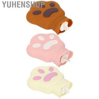 Yuhenshop Hot Water Bag Silicone Compress Portable Cartoon Bear Paw Leakproof Micro US