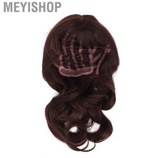 Meyishop Womens Curly Hair Wigs Elegant Brown Color Fit Buckle Use Bangs