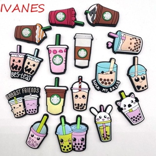 Ivanes อุปกรณ์เสริมรองเท้า Crocs สําหรับตกแต่งรองเท้า กาแฟ เครื่องดื่ม Diy