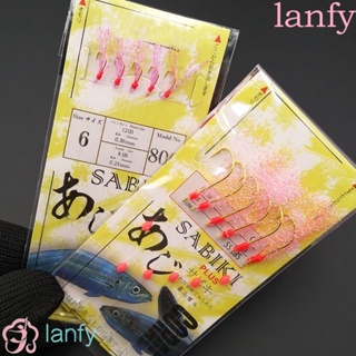 Lanfy ตะขอตกปลา เหล็กคาร์บอน เรืองแสง ทนทาน สําหรับตกปลา