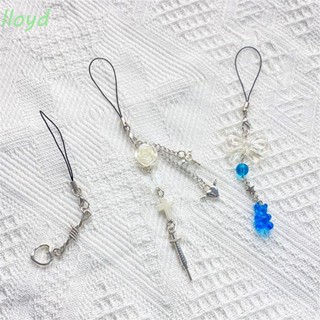 Lloyd จี้ห้อยโทรศัพท์มือถือ ประดับลูกปัด สีชมพู สไตล์เกาหลี สําหรับห้อยกระเป๋า