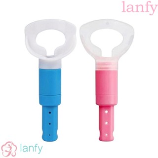 Lanfy อุปกรณ์ออกกําลังกายหน้าท้อง พลาสติก สามส่วน สีชมพู เพิ่มพลังลมหายใจ สีฟ้า