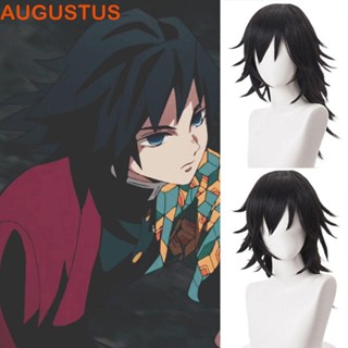 Augustus Tomioka Giyuu วิกผมหางม้าสังเคราะห์ สีดํา สําหรับผู้ชาย