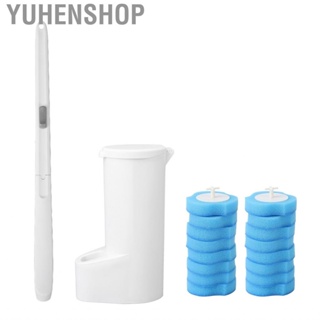 Yuhenshop Disposable Toilet Cleaner Brush  Bathroom Easy Storage Free Rotating 16pcs Sponge Head for Household