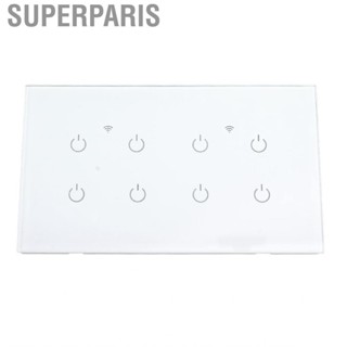 Superparis Wifi Smart Touch Switch 8 Gang Tempered Glass Panel IP44 Light EU