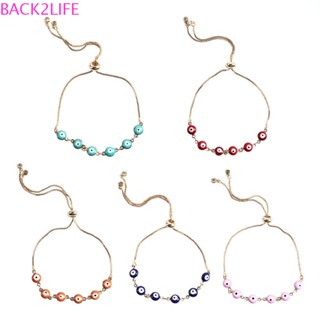 Back2life สร้อยข้อมือโซ่โลหะ รูปตาปีศาจ สีทอง สีฟ้า สไตล์โบฮีเมียน ของขวัญวันวาเลนไทน์ สําหรับผู้หญิง