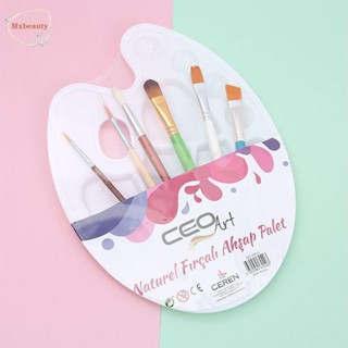 Mxbeauty ชุดจานสีน้ํามัน รูปไข่ พร้อมแปรง สําหรับเด็กนักเรียน วาดภาพระบายสี