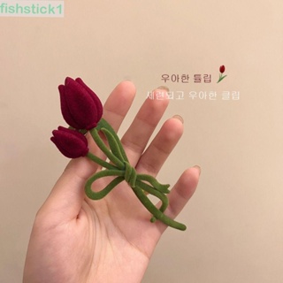 Fishstick1 กิ๊บติดผม รูปดอกทิวลิป ฉลาม ประดับไข่มุก สีเขียว สไตล์ฝรั่งเศส เครื่องประดับ สําหรับผู้หญิง ปีใหม่